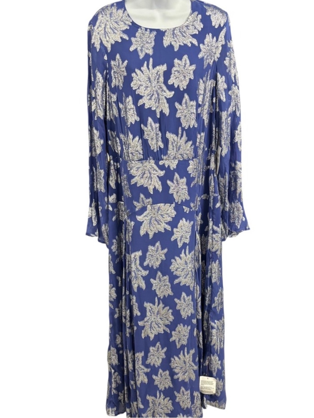 ASOS Blue Maxi Dress with Metallic Silver Floral Print
